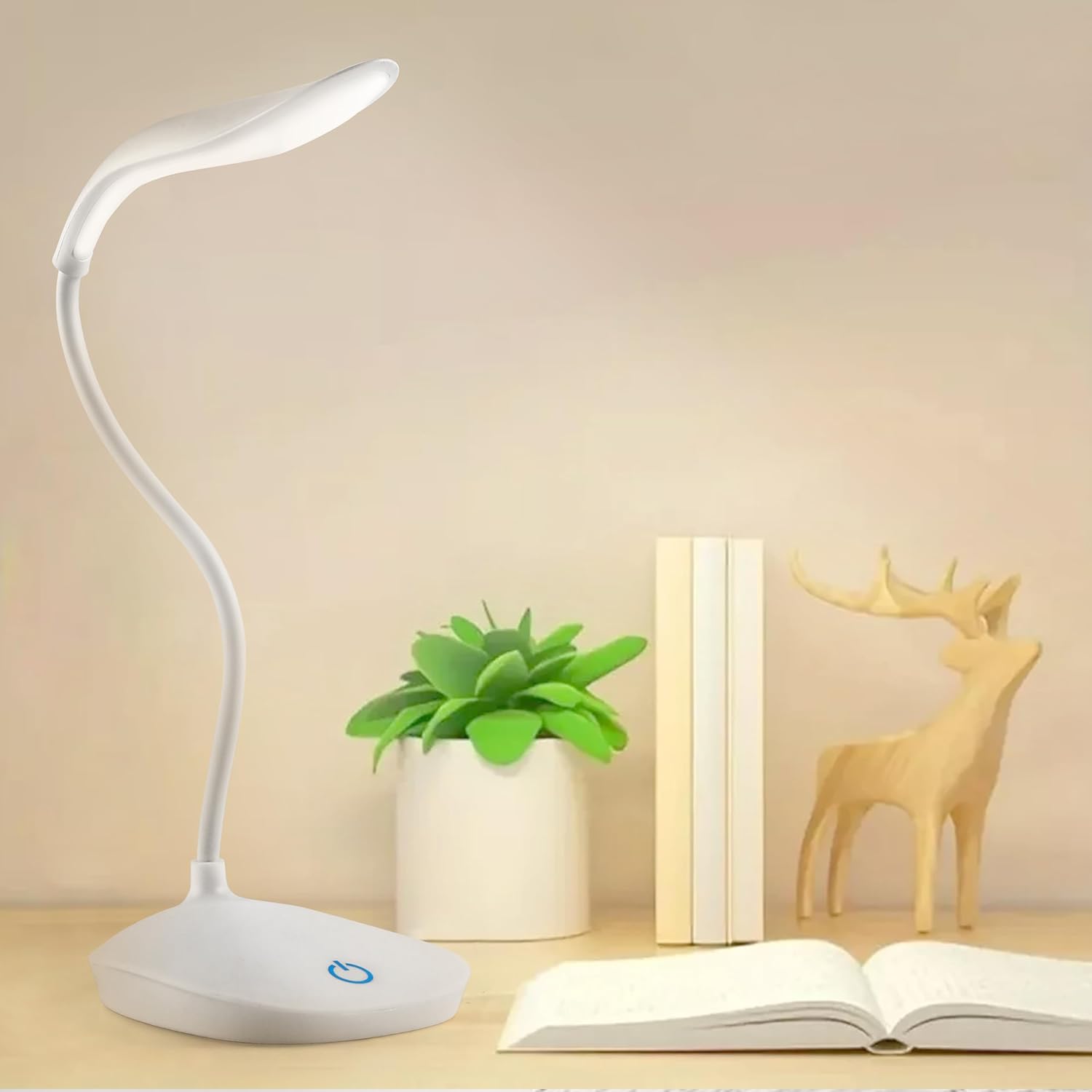 LED Study Lamp Rechargeable,Table Lamp for Study Room, Desk Lamp Light with 3 Brightness Levels,Portable USB Table Light,Study Table Lamp for Students,Reading & Work at Home,White